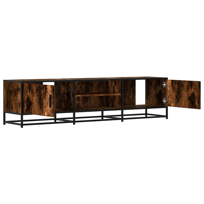 Dulap TV stejar fumuriu, 160x35x41 cm lemn prelucrat și metal - WALTI WALTI