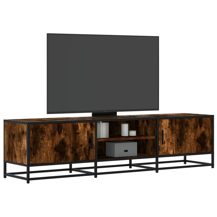 Dulap TV stejar fumuriu, 160x35x41 cm lemn prelucrat și metal - WALTI WALTI