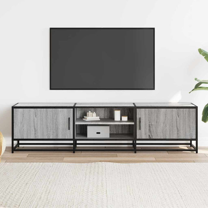 Dulap TV gri sonoma, 160x35x41 cm lemn prelucrat și metal - WALTI WALTI