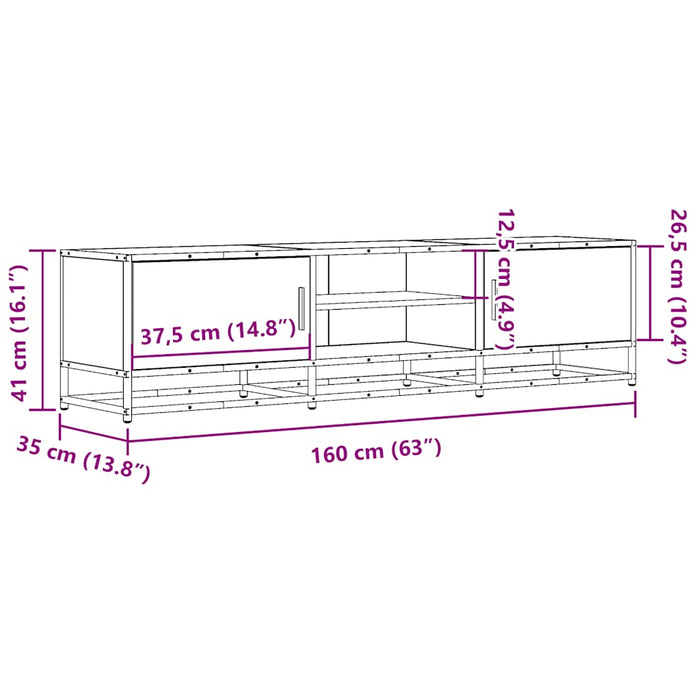 Dulap TV gri sonoma, 160x35x41 cm lemn prelucrat și metal - WALTI WALTI