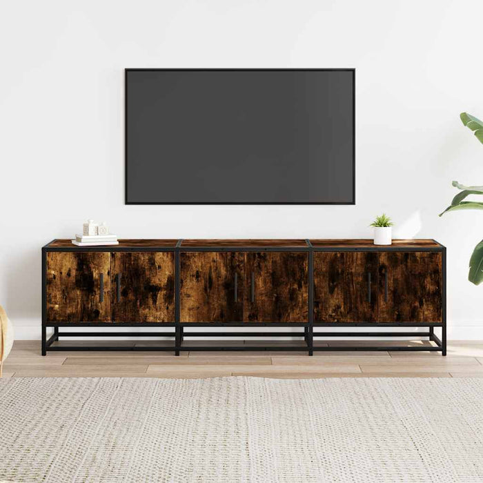 Dulap TV stejar fumuriu, 150x35x41 cm lemn prelucrat și metal WALTI