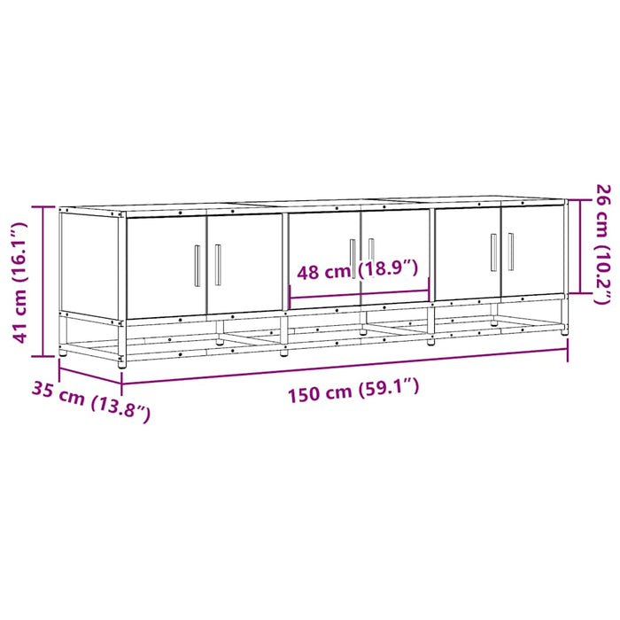 Dulap TV stejar fumuriu, 150x35x41 cm lemn prelucrat și metal WALTI