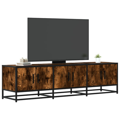Dulap TV stejar fumuriu, 150x35x41 cm lemn prelucrat și metal - WALTI WALTI