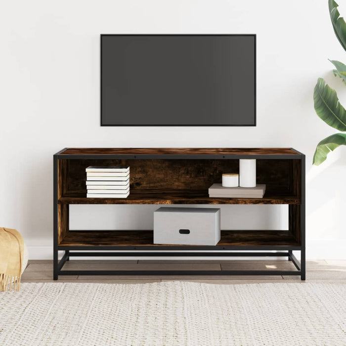 Comodă TV, stejar fumuriu, 91x40x46 cm lemn prelucrat și metal - WALTI WALTI