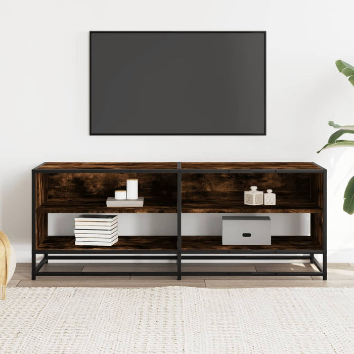 Dulap TV stejar fumuriu, 120,5x40x46 cm lemn prelucrat și metal - WALTI WALTI