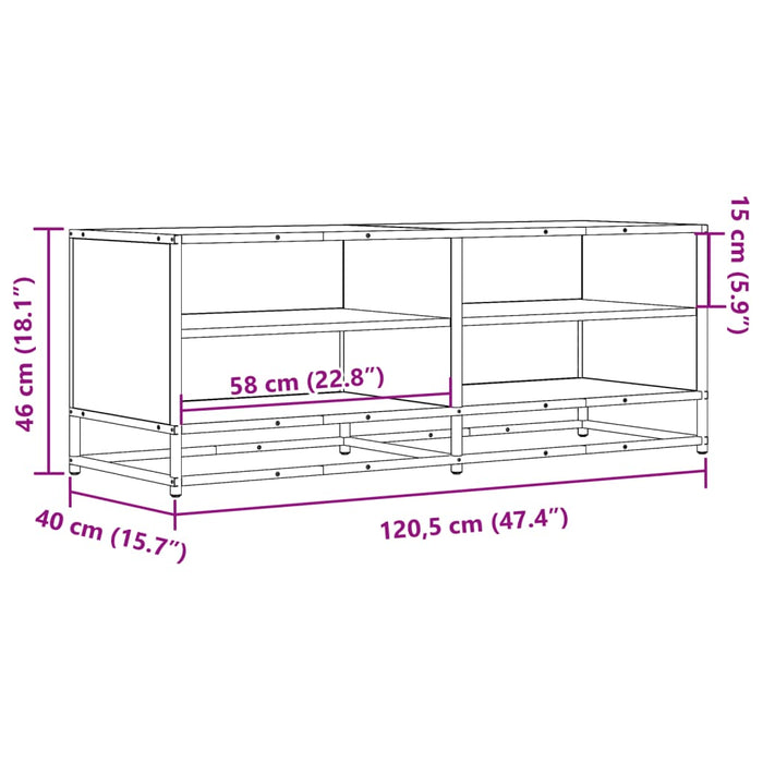 Dulap TV stejar fumuriu, 120,5x40x46 cm lemn prelucrat și metal - WALTI WALTI