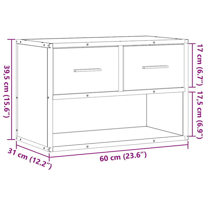 Dulap TV, negru, 60x31x39,5 cm, lemn prelucrat și metal - WALTI WALTI