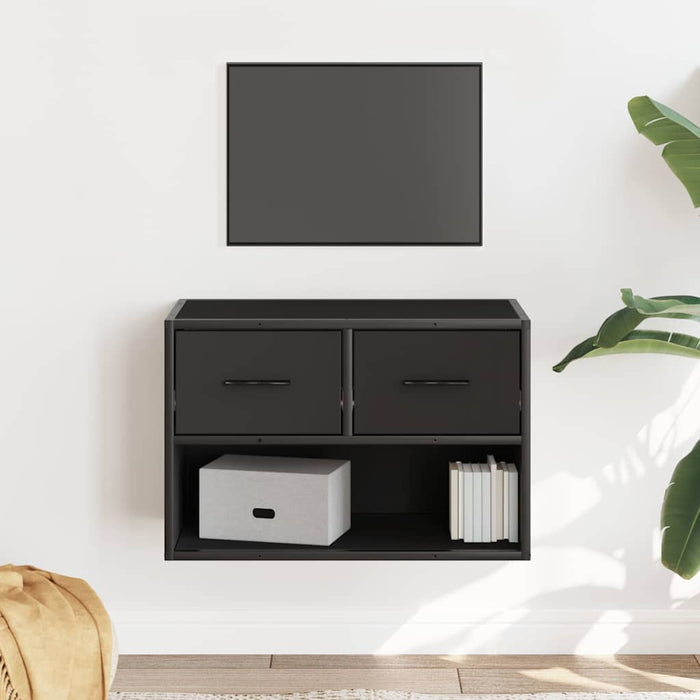 Dulap TV, negru, 60x31x39,5 cm, lemn prelucrat și metal - WALTI WALTI