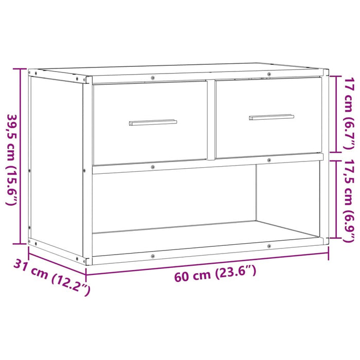 Dulap TV, stejar sonoma, 60x31x39,5cm, lemn prelucrat și metal - WALTI WALTI