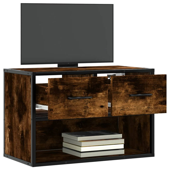 Dulap TV, stejar fumuriu, 60x31x39,5 cm lemn și metal - WALTI WALTI