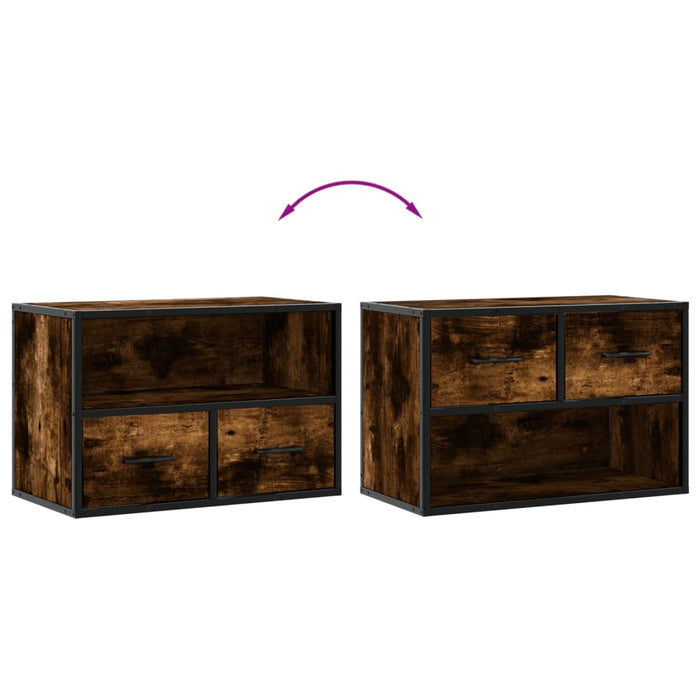 Dulap TV, stejar fumuriu, 60x31x39,5 cm lemn și metal - WALTI WALTI