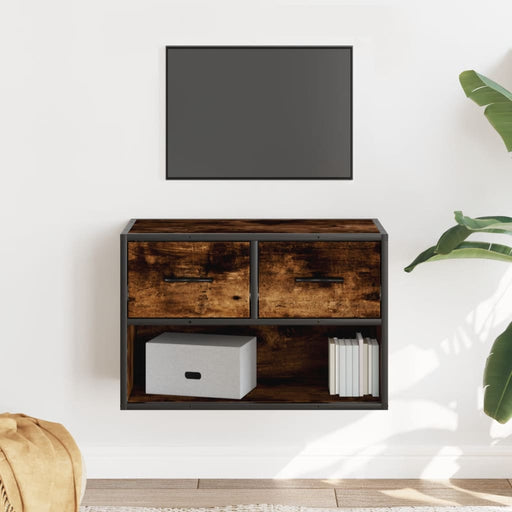 Dulap TV, stejar fumuriu, 60x31x39,5 cm lemn și metal - WALTI WALTI