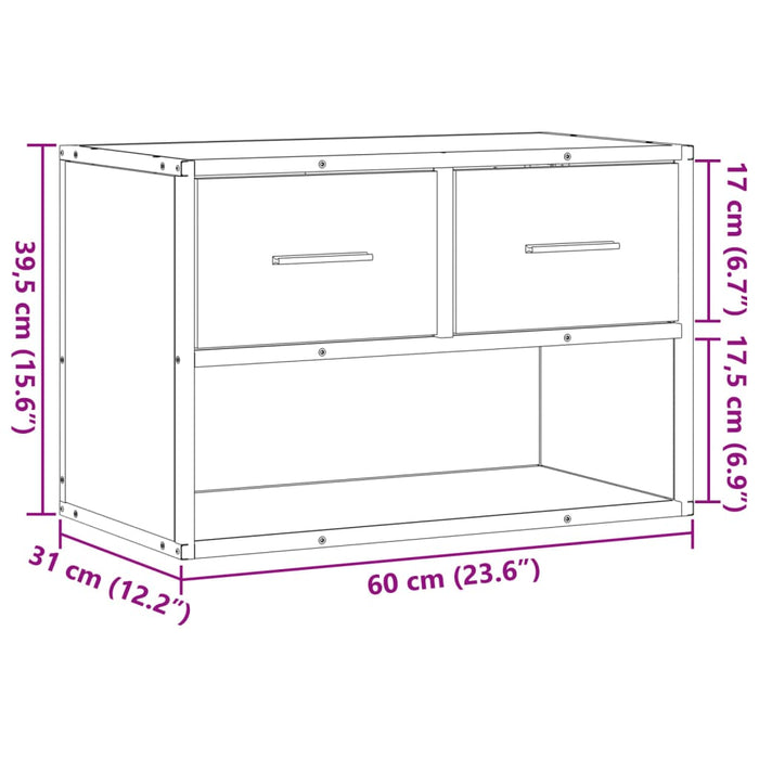 Dulap TV, gri sonoma, 60x31x39,5 cm, lemn prelucrat și metal - WALTI WALTI