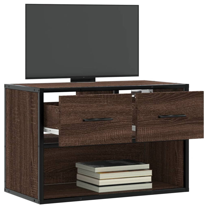 Dulap TV, stejar maro, 60x31x39,5 cm, lemn prelucrat și metal - WALTI WALTI