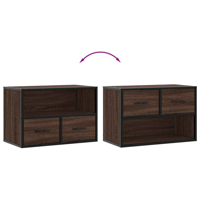 Dulap TV, stejar maro, 60x31x39,5 cm, lemn prelucrat și metal - WALTI WALTI