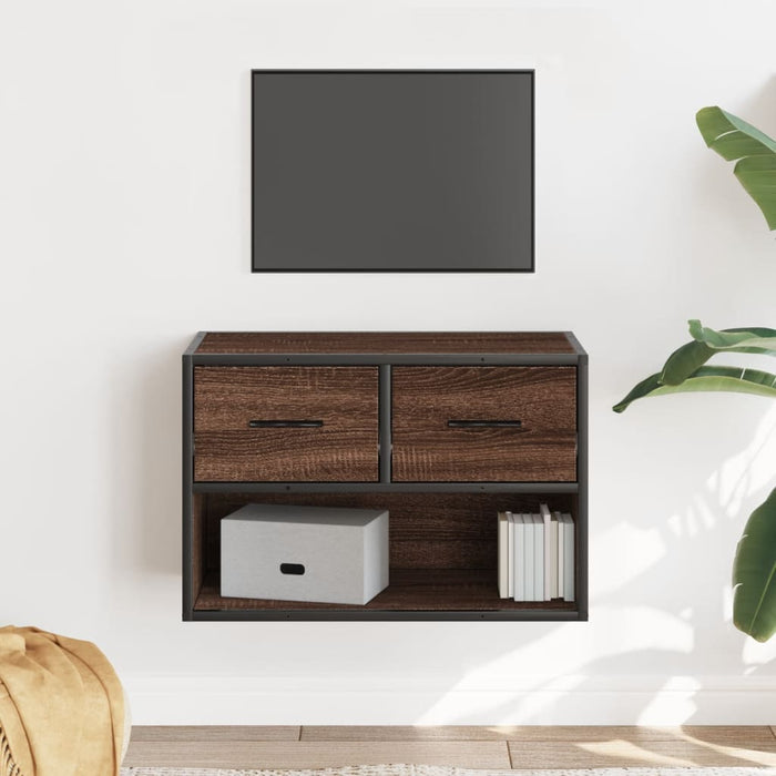 Dulap TV, stejar maro, 60x31x39,5 cm, lemn prelucrat și metal - WALTI WALTI