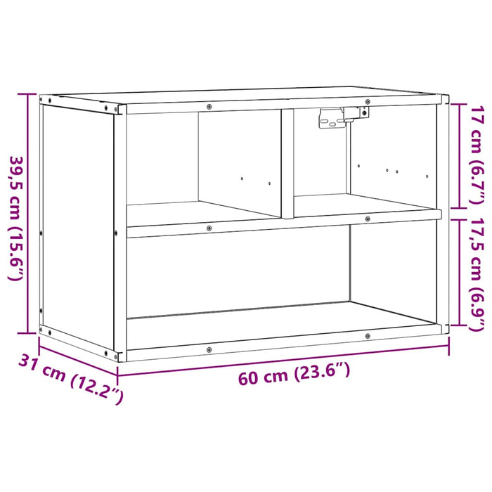Dulap TV, negru, 60x31x39,5 cm, lemn prelucrat și metal - WALTI WALTI