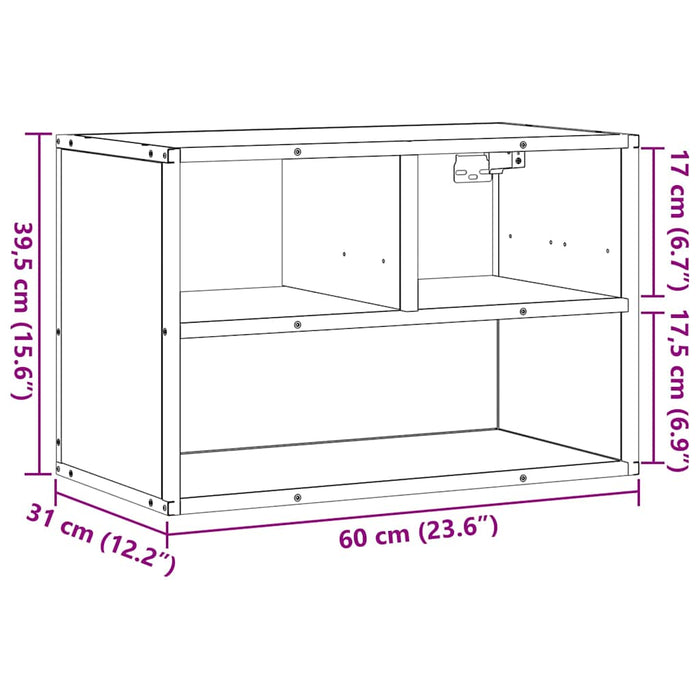 Dulap TV, stejar sonoma, 60x31x39,5cm, lemn prelucrat și metal - WALTI WALTI