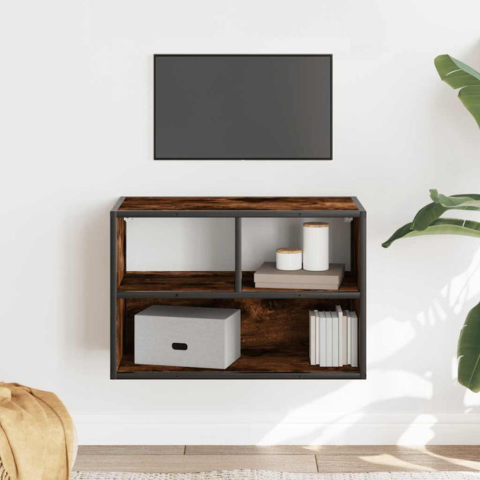 Dulap TV stejar fumuriu, 60x31x39,5 cm, lemn prelucrat și metal - WALTI WALTI