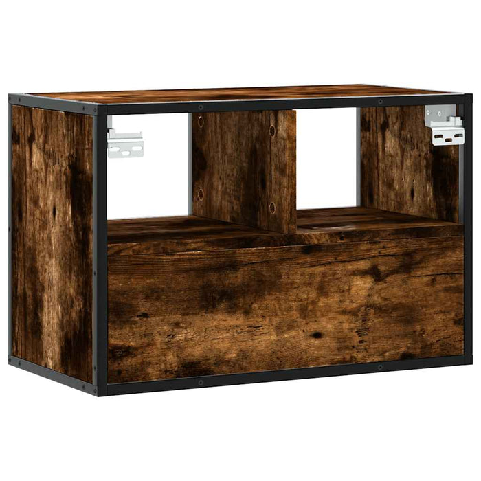 Dulap TV stejar fumuriu, 60x31x39,5 cm, lemn prelucrat și metal - WALTI WALTI