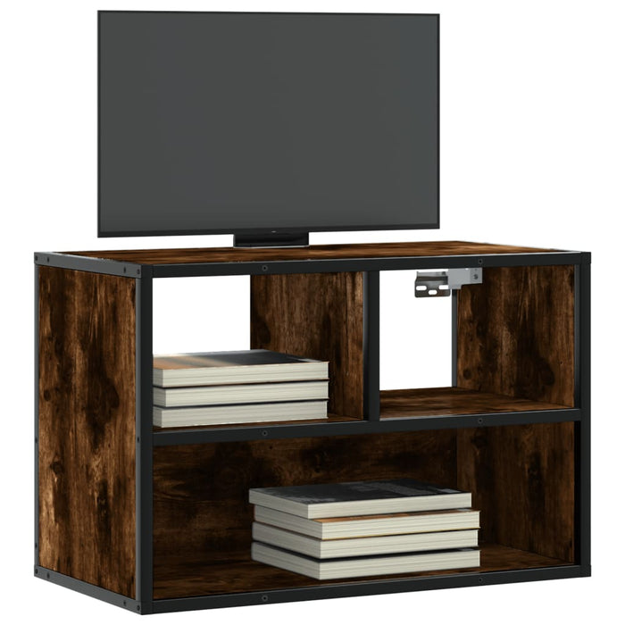 Dulap TV stejar fumuriu, 60x31x39,5 cm, lemn prelucrat și metal - WALTI WALTI
