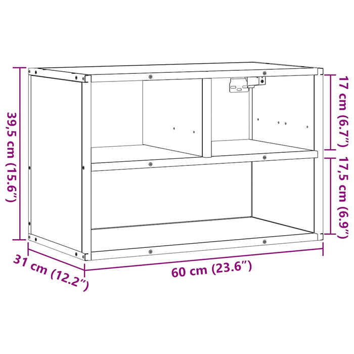 Dulap TV, stejar maro, 60x31x39,5 cm, lemn prelucrat și metal - WALTI WALTI
