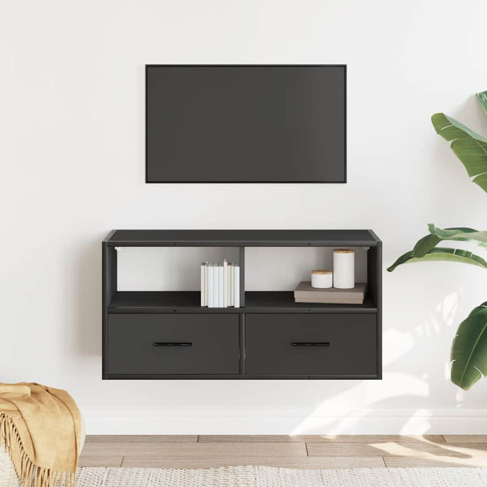 Dulap TV, negru, 80x31x39,5 cm, lemn prelucrat și metal - WALTI WALTI