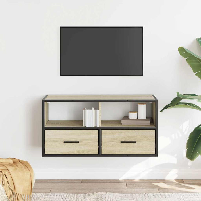 Dulap TV, stejar sonoma, 80x31x39,5 cm, lemn prelucrat și metal - WALTI WALTI