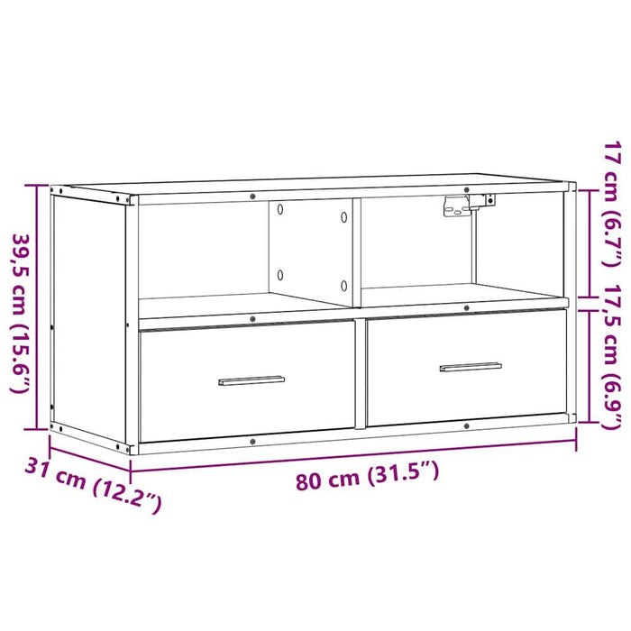 Dulap TV, stejar sonoma, 80x31x39,5 cm, lemn prelucrat și metal - WALTI WALTI