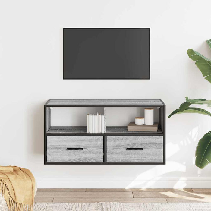 Dulap TV, gri sonoma, 80x31x39,5 cm, lemn prelucrat și metal WALTI
