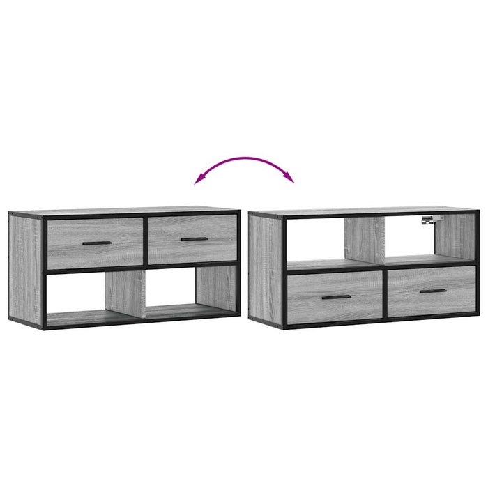 Dulap TV, gri sonoma, 80x31x39,5 cm, lemn prelucrat și metal WALTI