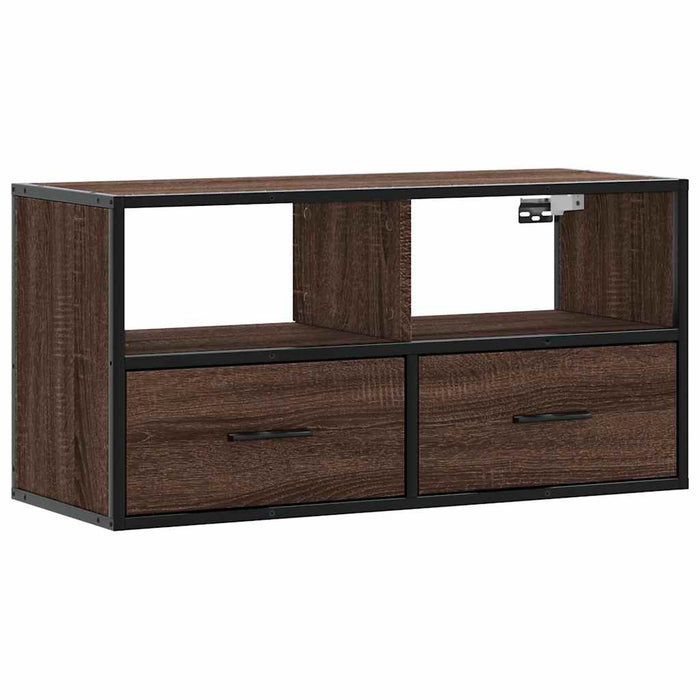 Dulap TV, stejar maro, 80x31x39,5 cm, lemn prelucrat și metal - WALTI WALTI
