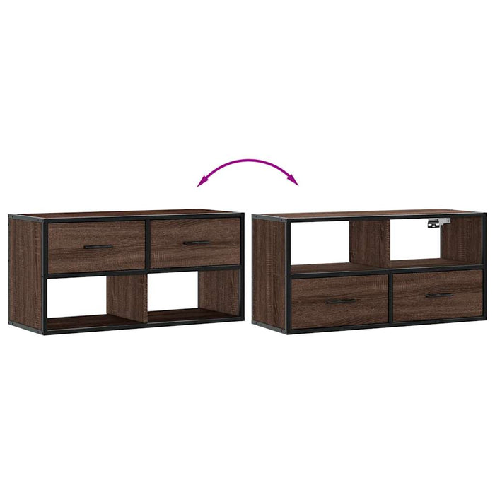Dulap TV, stejar maro, 80x31x39,5 cm, lemn prelucrat și metal - WALTI WALTI