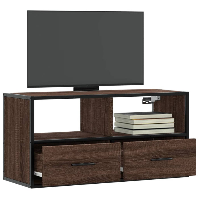 Dulap TV, stejar maro, 80x31x39,5 cm, lemn prelucrat și metal - WALTI WALTI