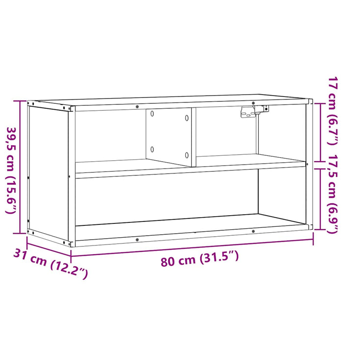 Dulap TV, negru, 80x31x39,5 cm, lemn prelucrat și metal - WALTI WALTI