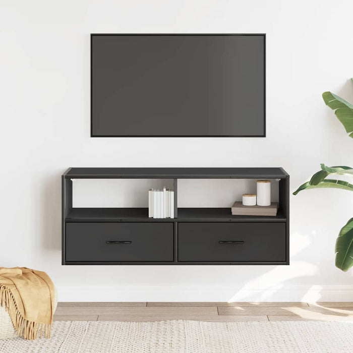 Dulap TV, negru, 100x31x39,5 cm, lemn prelucrat și metal - WALTI WALTI