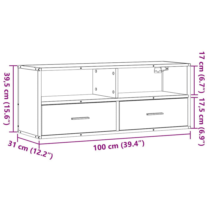 Dulap TV, negru, 100x31x39,5 cm, lemn prelucrat și metal - WALTI WALTI