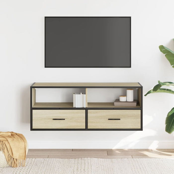 Dulap TV stejar sonoma, 100x31x39,5 cm, lemn prelucrat și metal - WALTI WALTI