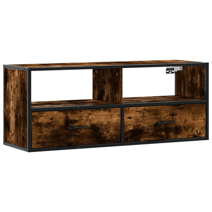 Dulap TV stejar fumuriu 100x31x39,5 cm, lemn prelucrat și metal - WALTI WALTI