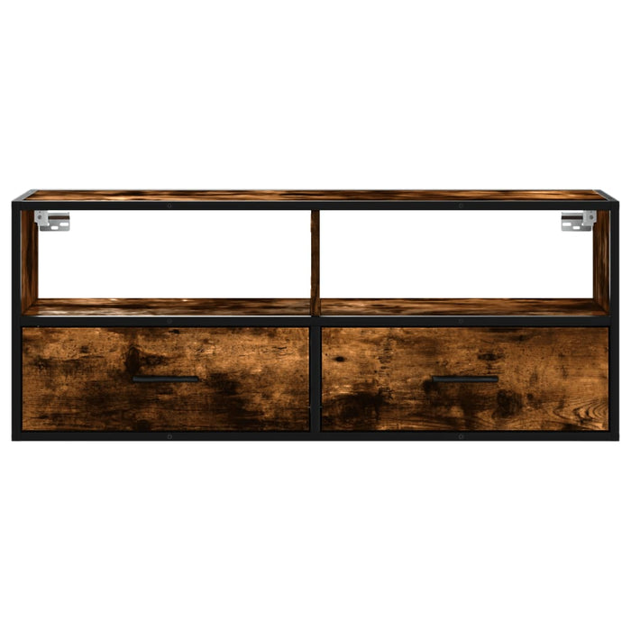 Dulap TV stejar fumuriu 100x31x39,5 cm, lemn prelucrat și metal - WALTI WALTI