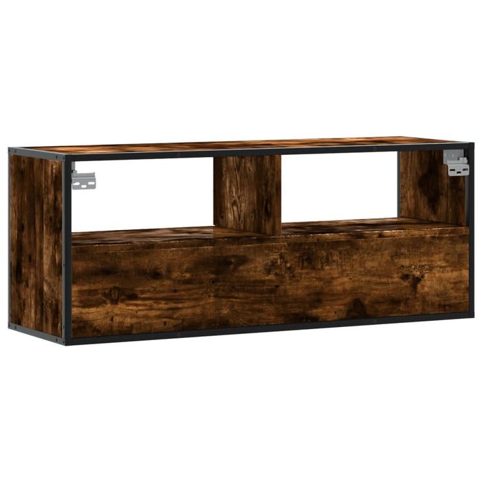 Dulap TV stejar fumuriu 100x31x39,5 cm, lemn prelucrat și metal - WALTI WALTI