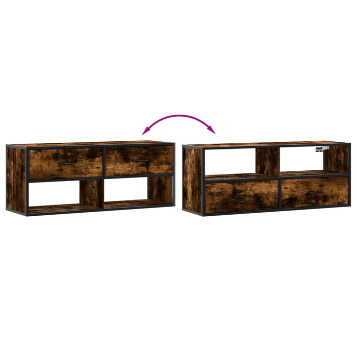 Dulap TV stejar fumuriu 100x31x39,5 cm, lemn prelucrat și metal - WALTI WALTI