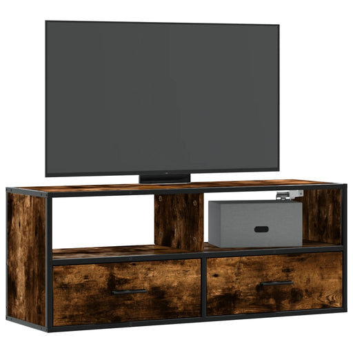 Dulap TV stejar fumuriu 100x31x39,5 cm, lemn prelucrat și metal - WALTI WALTI