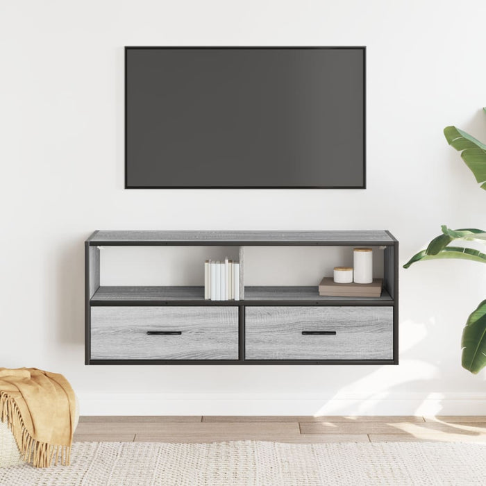 Dulap TV, gri sonoma, 100x31x39,5 cm, lemn prelucrat și metal WALTI