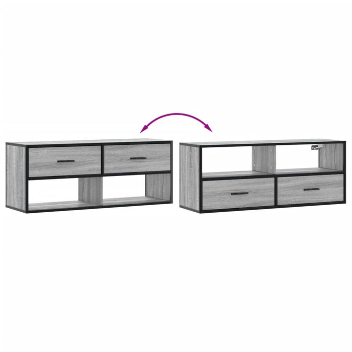Dulap TV, gri sonoma, 100x31x39,5 cm, lemn prelucrat și metal WALTI