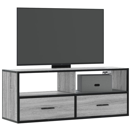 Dulap TV, gri sonoma, 100x31x39,5 cm, lemn prelucrat și metal - WALTI WALTI