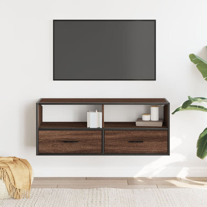 Dulap TV, stejar maro, 100x31x39,5 cm, lemn prelucrat și metal - WALTI WALTI