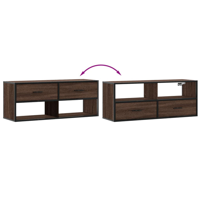 Dulap TV, stejar maro, 100x31x39,5 cm, lemn prelucrat și metal - WALTI WALTI
