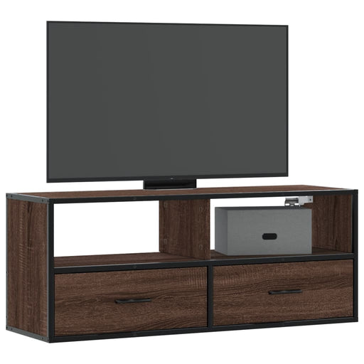 Dulap TV, stejar maro, 100x31x39,5 cm, lemn prelucrat și metal - WALTI WALTI