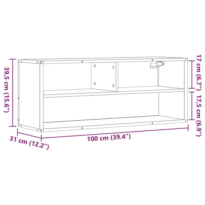 Dulap TV, negru, 100x31x39,5 cm, lemn prelucrat și metal - WALTI WALTI